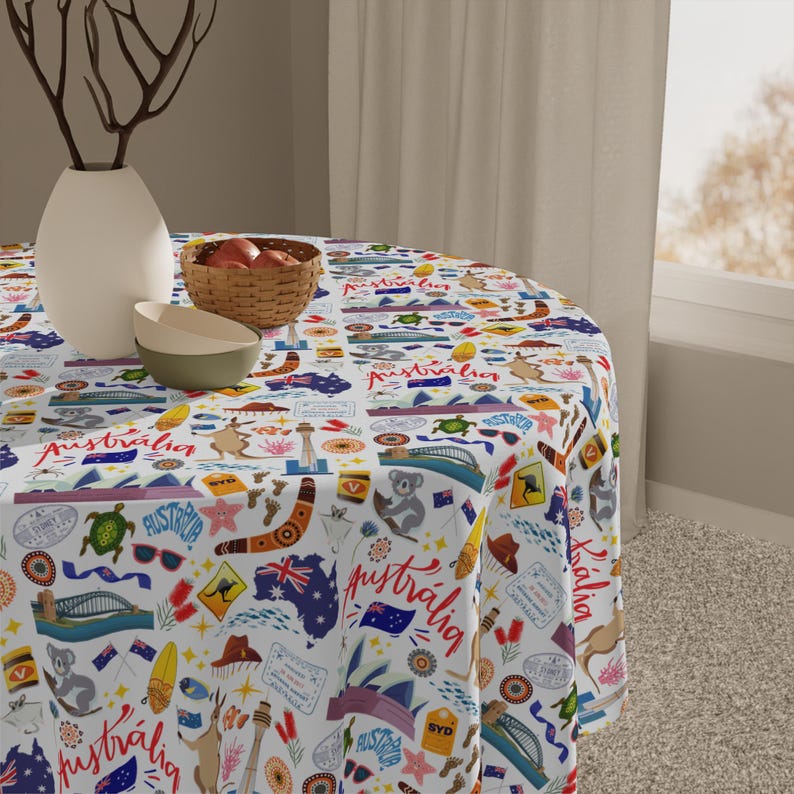 Australia Icons Tablecloth Australian Dining Table Linens Down Under ...