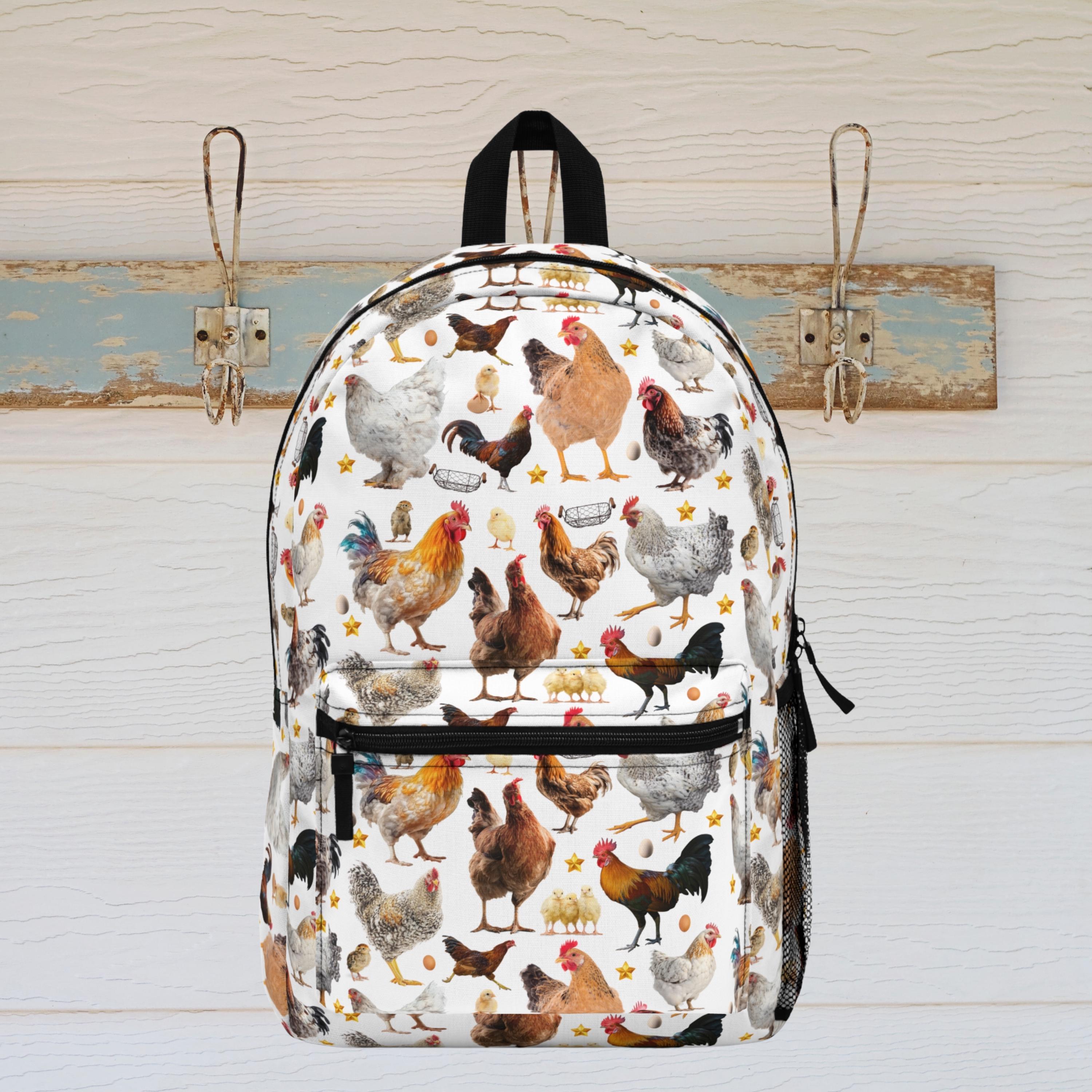 Farm Chicken Backpack for Women Teen Girls School Laptop College Polyester Herdesigns Farm Rooster Laptop Backpack for Women Men, 18.3  main image 3