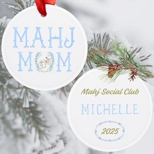 Custom Mahjong Christmas Ornament for Mahj Mom Tile Game Mahjong Club Players Personalized Gift for Her