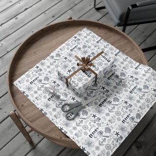 Carta Regalo Sea Ocean 6 Fogli: Tema Nautico Con Nastro Blu – Perfetta Per Compleanni E Feste