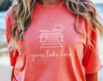 T-shirt lac personnalisé | Chemise Lake personnalisée | Couleurs Confort | chemise de vacances | Cadeau vie de lac | Réunion de famille | Cadeau lac personnalisé