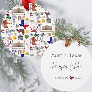Custom Texas Ornament Personalized Texas Gift for Texas Vacation Christmas Ornament Dallas Houston Austin Texas Gifts