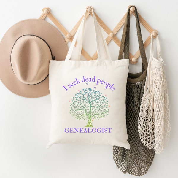 Genealogy Tote Bag | Genealogy Gift | Funny Genealogist Gift | I Seek Dead People Tote Bag | Family Historian Gift | Genealogy Humor