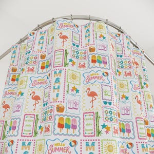 Summer Mahjong Tile Shower Curtain | Bright Colorful Tile Game Bathroom Decor image 1