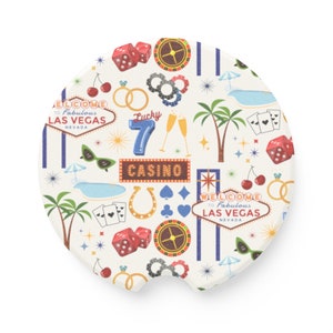 Posavasos para automóvil de Las Vegas / Posavasos para automóvil de esteatita / Regalo de Las Vegas / Posavasos tipo taza de Las Vegas / Regalo de despedida de soltera de Las Vegas / Accesorio para automóvil de Las Vegas