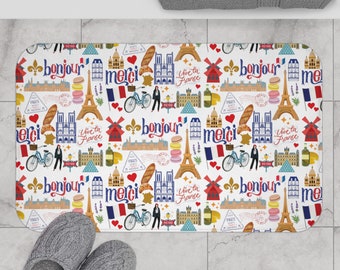Oriëntatiepunten van Parijs Badmat | Parijse badkamerdecoratie | Parijs geschenk | Frankrijk Badmat | Franse geschenken | Parijs woondecoratie