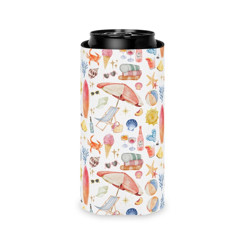 Summer Can Cooler Beach Can Cozy Bachelorette Party Gift Birthday Can Cooler Gift Bachelorette Party Gift Slim & Regular Cans image 2
