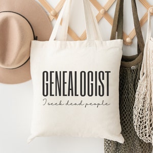Genealogy Tote Bag | Genealogy Gift | Funny Genealogist Gift | I Seek Dead People Tote Bag | Family Historian Gift | Genealogy Humor