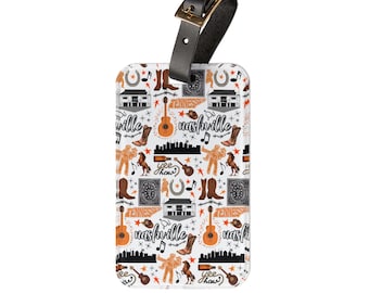 Nashville Luggage Tag Tennessee Luggage Tag Nashville Bag Tag Nashville Purse Info Tag Western Luggage Tag  Nashville Bag Charm