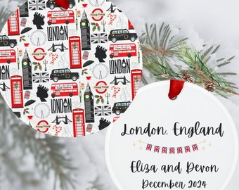 Custom London Christmas Ornament | Personalized London Ornament | London Acrylic Ornament Gift Tag | London England Gift