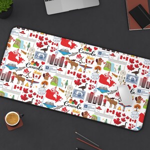 Canada Desk Mat | Canada Mousepad | Canadian Theme Desk Decor | Canada Office Computer Keyboard Pad | Canada Gift