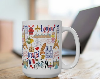 Paris Gift Paris France Mug Paris Coffee Mug 15 oz Paris Collage Paris France Landmarks French Themed Gifts
