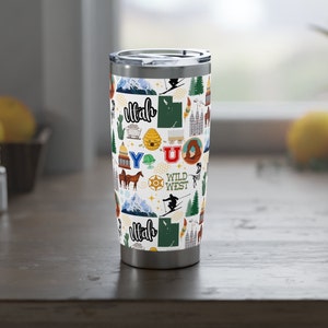 Utah Tumbler Vagabond 20oz | Utah Gift | Utah Landmarks Tumbler | Utah Cup | Utah Collage | Salt Lake City Gift