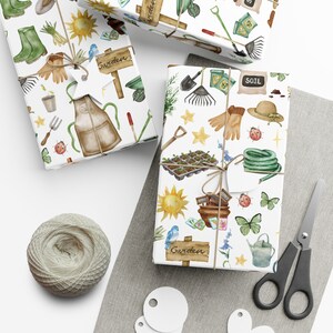 Rollo y hojas de papel para envolver regalos de jardinería / Suministros y decoración para fiestas de cumpleaños en el jardín / Regalos de jardinería / Amantes de las actividades al aire libre / Regalos para jardineros imagen 1