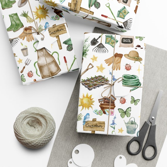 Gardening Wrapping Paper Roll and Sheets | Garden Birthday Party Supplies and Decor | Gardening Gift | Outdoors Lover | Gardener Gifts