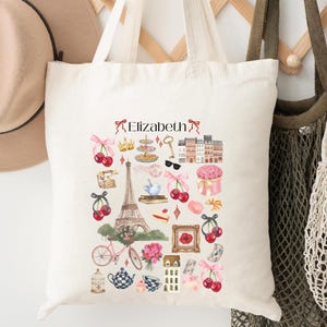 Custom Paris Tote Bag | Personalized Paris Tote Bag | Paris Gift | Farmers Market Tote Bag | France Tote Bag | Paris Vacation Tote Bag