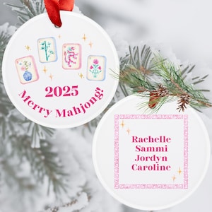 Mahjong Christmas Ornament Merry Mahjong Custom Ornament Personalized Mahj Girls Holiday Ornament Gift for Her