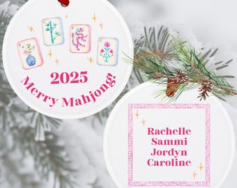 Mahjong Christmas Ornament Merry Mahjong Custom Ornament Personalized Mahj Girls Holiday Ornament Gift for Her