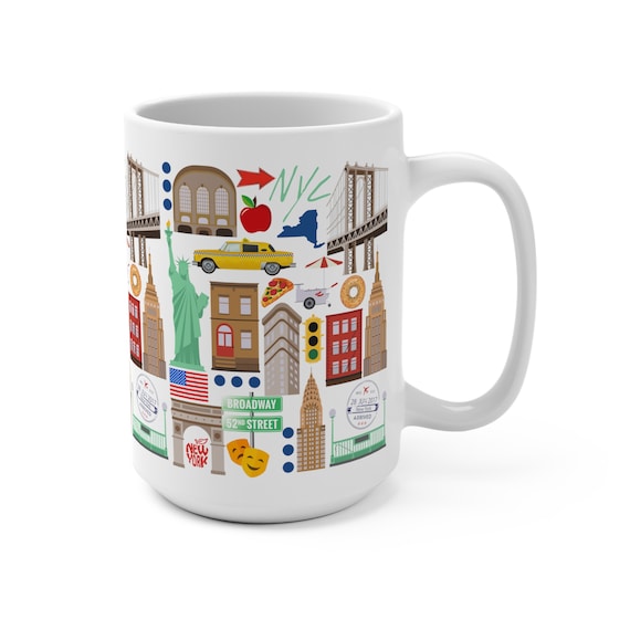 New York City Mug New York City Coffee Mug 15 Oz NYC Gift New York City  Landmarks Big Apple Mug - Etsy