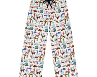 Męskie spodnie piżamowe z nadrukiem Alaska – Alaskan Wildlife Lounge Pants