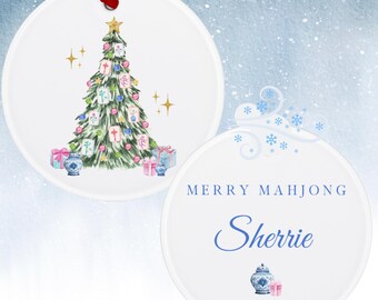 Merry Mahjong Ornament Personalized Mahjong Ornament American Mahjong Chinoiserie Board Game Mahj Gifts for Mahjong Players