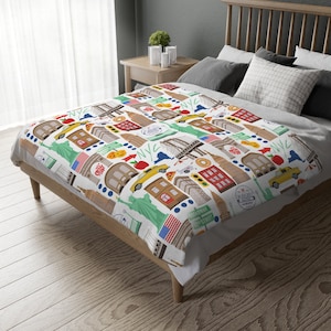 New York City Velveteen Minky deken | New Yorkse deken | New York-geschenk | NYC-deken | Deken van de Oriëntatiepunten van New York | NYC-geschenk afbeelding 9