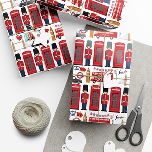 London Wrapping Paper Roll and Sheets | British Birthday Party Supplies and Decor | London Gift | London Wrapping Paper | London Christmas image 8