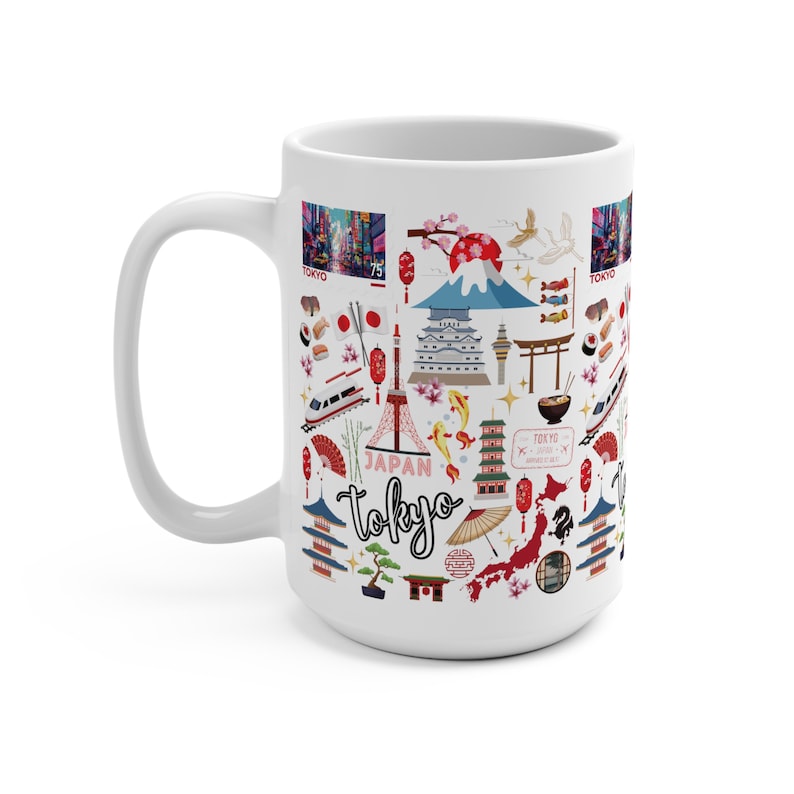 Tokyo Japan Mug | Tokyo Theme Coffee Mug 15 oz | Tokyo Travel Gifts | Japan Mug | Gift for Tokyo Lovers image 4