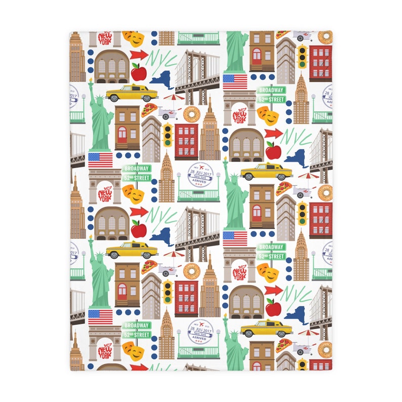New York City Velveteen Minky deken | New Yorkse deken | New York-geschenk | NYC-deken | Deken van de Oriëntatiepunten van New York | NYC-geschenk afbeelding 2