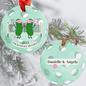 Custom Pickleball Christmas Ornament Pickleball Gift Pickleball Besties Acrylic Ornament Gift Tag Christmas Tree Ornament