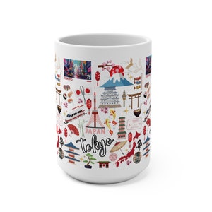 Tokyo Japan Mug | Tokyo Theme Coffee Mug 15 oz | Tokyo Travel Gifts | Japan Mug | Gift for Tokyo Lovers image 3