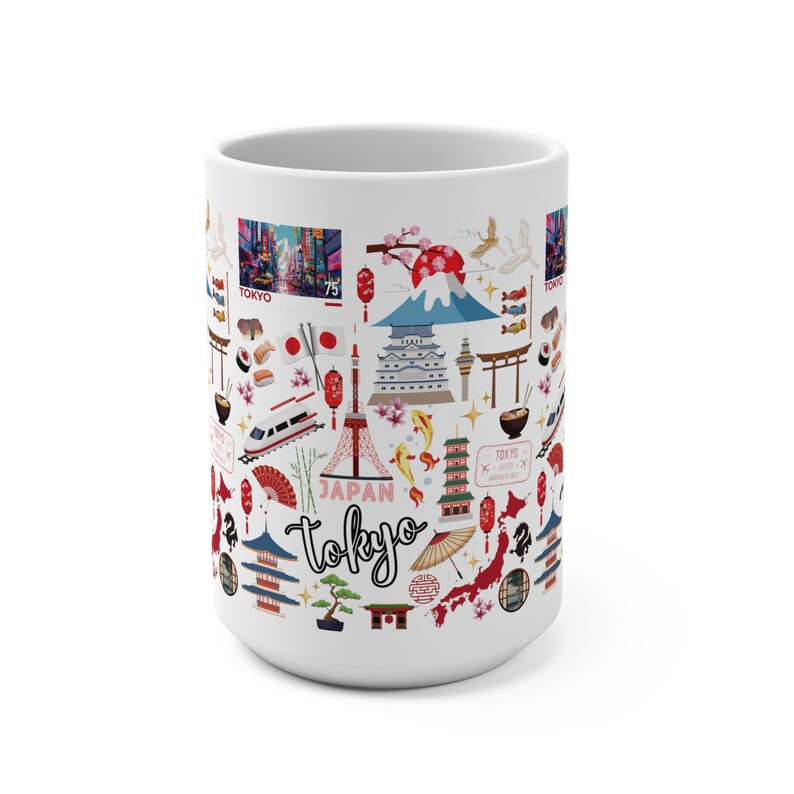 Tokyo Japan Mug | Tokyo Theme Coffee Mug 15 oz | Tokyo Travel Gifts | Japan Mug | Gift for Tokyo Lovers image 3
