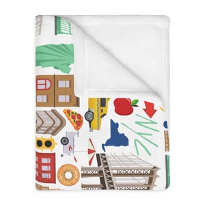 New York City Velveteen Minky deken | New Yorkse deken | New York-geschenk | NYC-deken | Deken van de Oriëntatiepunten van New York | NYC-geschenk afbeelding 8