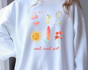 Sudadera de chica de la costa oeste Sudadera de California Sudadera de colores cómodos de la costa oeste Sudadera de verano costero Regalo de la costa oeste para ella