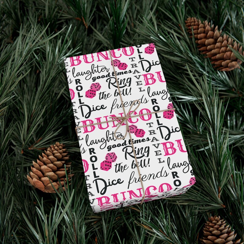 Bunco inpakpapier, rol en vellen | Bunco Verjaardagsfeestje Benodigdheden en decoratie | Bunco-cadeau | Inpakpapier game-avond | Bunco-benodigdheden afbeelding 4