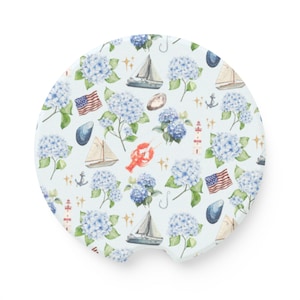 Preppy New England Car Coasters, Blue Hydrangea Car Coaster, Cape Cod Car Coasters, Nantucket Car Coaster ACK MVY Gifts for Her