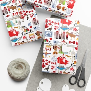 Canada Wrapping Paper Roll and Sheets | Canada Theme Birthday Party Supplies and Decor | Canadian Gift | Canada Theme Wrapping Paper