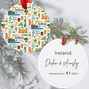 Custom Ireland Christmas Ornament | Ireland Gift | Ireland Acrylic Ornament Gift Tag | Ireland Landmarks | Irish Gift for Ireland Vacation
