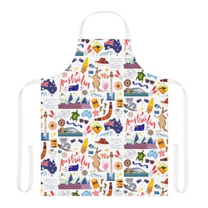 Australia Gift Apron | Cute Australia Gift | Australian Landmarks Apron | Australia Apron | Australia Gift | Sydney Perth Gold Coast Gift