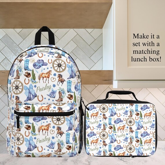 Cowgirl Backpack Back to School Book Bag Blue Western Back  display picture 1
