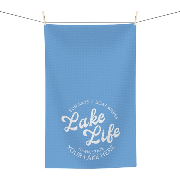 Custom Lake Life Towel | Personalized Lake Tea Towel | Lake House Kitchen Décor | Housewarming Lake Decorations | Grandma Mom Gift