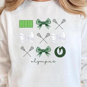 Custom Lacrosse Crewneck Sweatshirt, Coquette Lacrosse Sweatshirt, Game Day Shirt, Bow Lacrosse Shirt, Gift for Lacrosse Mom Lacrosse Team