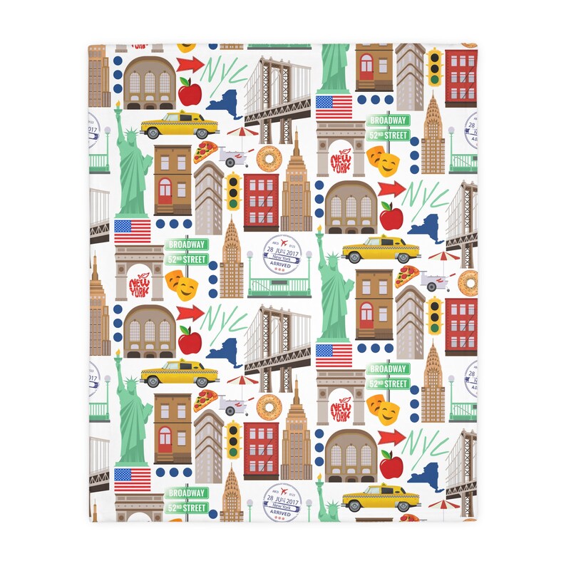New York City Velveteen Minky deken | New Yorkse deken | New York-geschenk | NYC-deken | Deken van de Oriëntatiepunten van New York | NYC-geschenk afbeelding 6