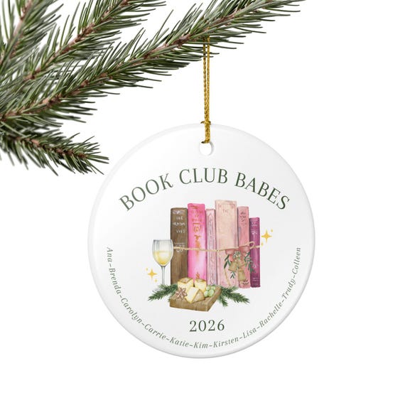 Book Club Christmas Ornament Book Club Babes Custom Holiday Decoration Bookworm Personalized Ceramic Ornament for Book Group Gift