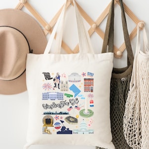 Seattle Tote Bag Washington Icons Tote Bag Seattle Farmers Market Tote Pacific Northwest Gift for Her