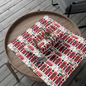 London Wrapping Paper Roll and Sheets | British Birthday Party Supplies and Decor | London Gift | London Wrapping Paper | London Christmas image 4