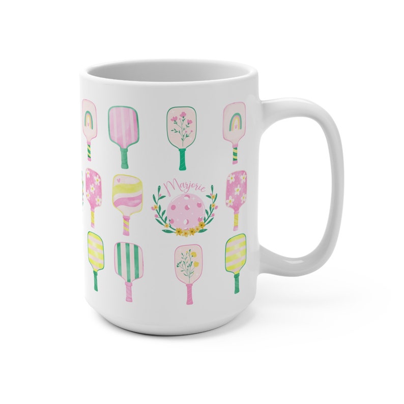 Custom Pickleball Mug | Pickleball Coffee Mug 15 oz | Personalized Mug | Pickleball Lover Mug | Pickleball Mug | Gift for Pickleball Player image 2