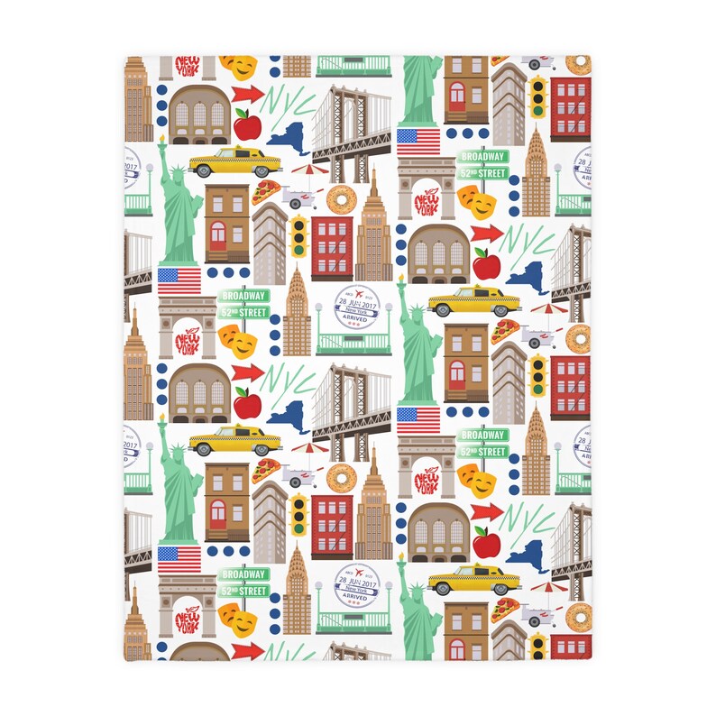 New York City Velveteen Minky deken | New Yorkse deken | New York-geschenk | NYC-deken | Deken van de Oriëntatiepunten van New York | NYC-geschenk afbeelding 10