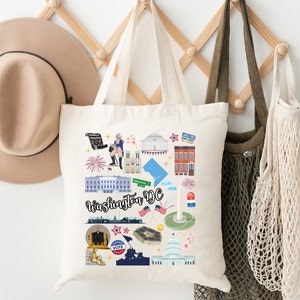 Washington DC Tote Bag | DC City Tote Bag | Washington Travel Gift | Farmers Market Tote Bag | Summer Vacation Tote Bag | Washington DC Tote