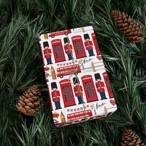 London Wrapping Paper Roll and Sheets | British Birthday Party Supplies and Decor | London Gift | London Wrapping Paper | London Christmas image 3